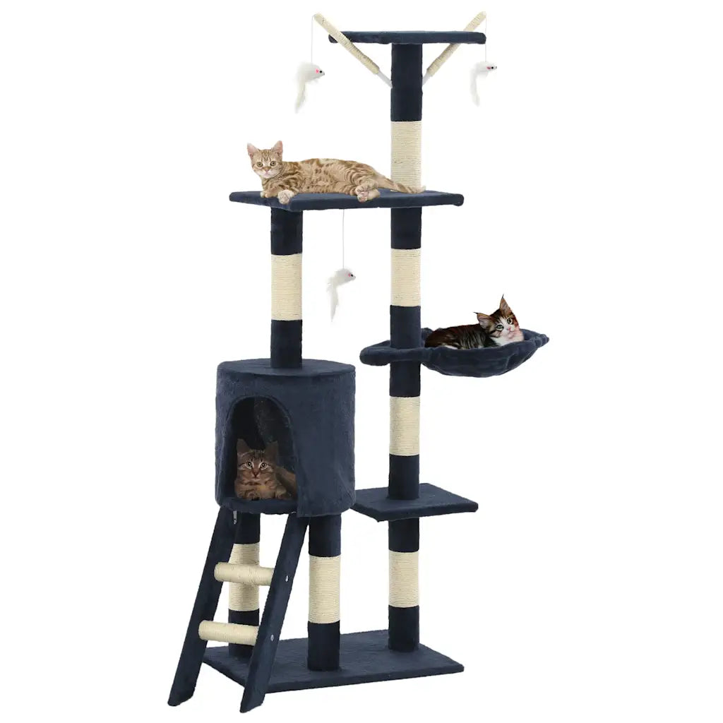 Albero per gatti e tiragraffi in sisal 138 cm con stampa di zampe