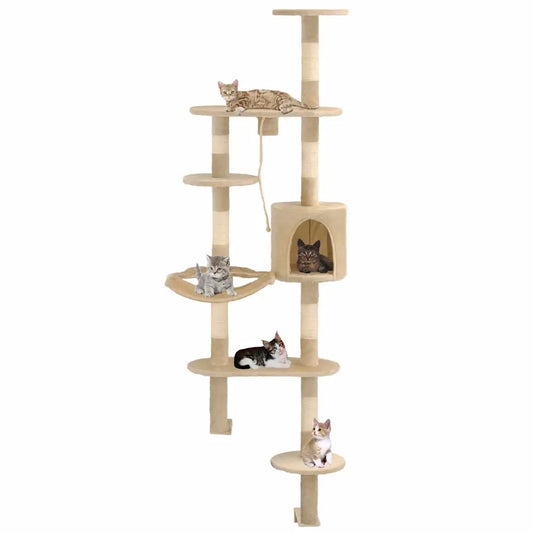 Albero per gatti da parete con tiragraffi in sisal 194 cm