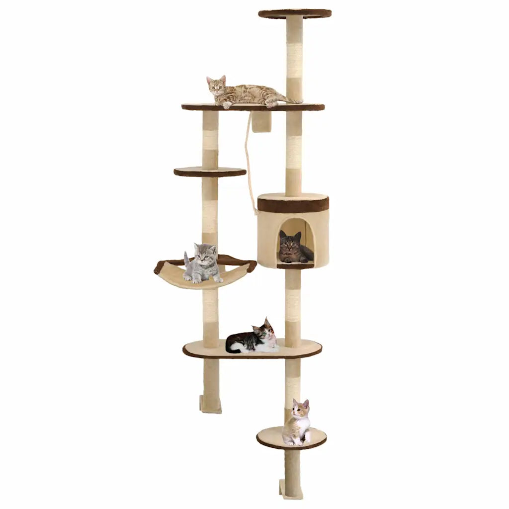 Albero per gatti da parete con tiragraffi in sisal 194 cm