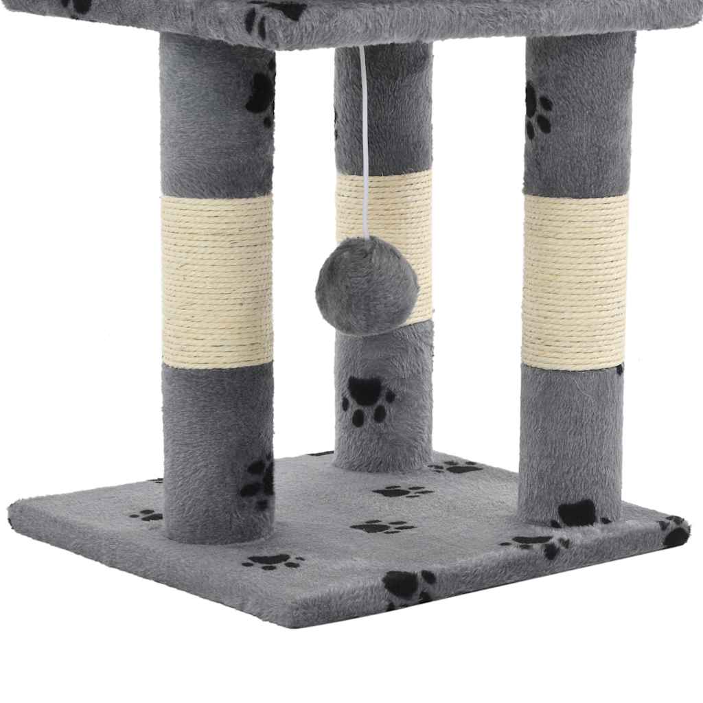 Albero per Gatti e Tiragraffi Sisal 65 cm Zampe Stampate Grigio