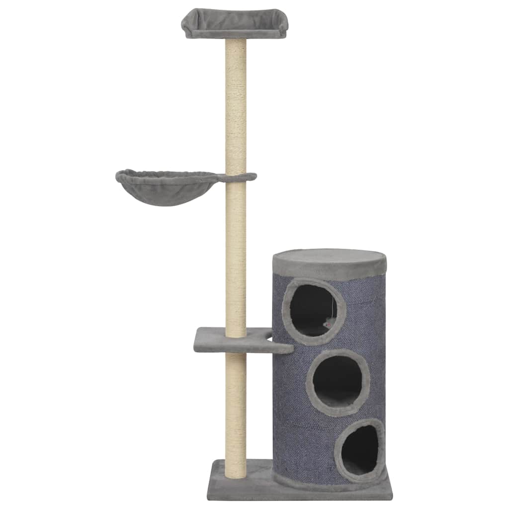 Albero per Gatti con Pali Tiragraffi in Sisal Grigio 148 cm