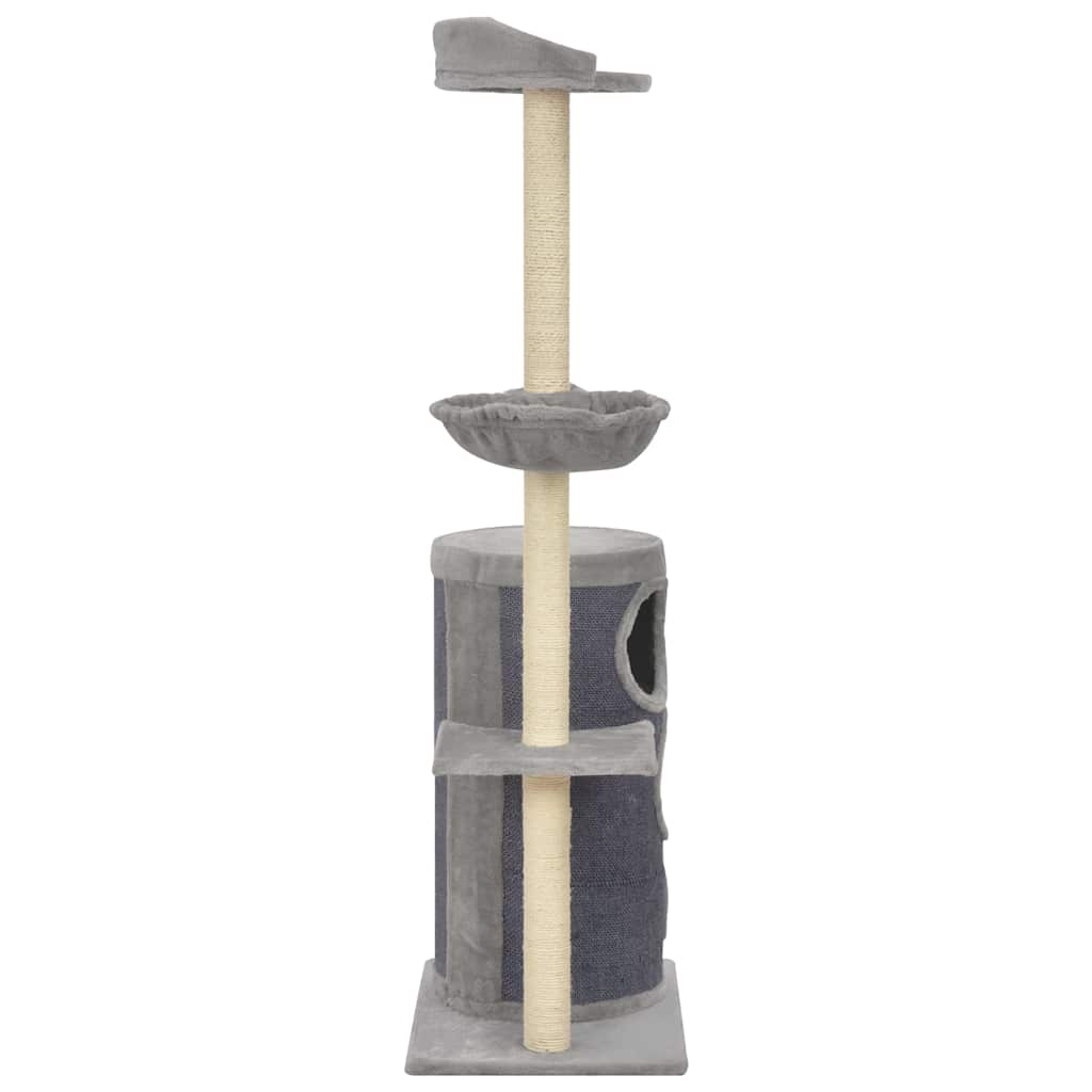 Albero per Gatti con Pali Tiragraffi in Sisal Grigio 148 cm