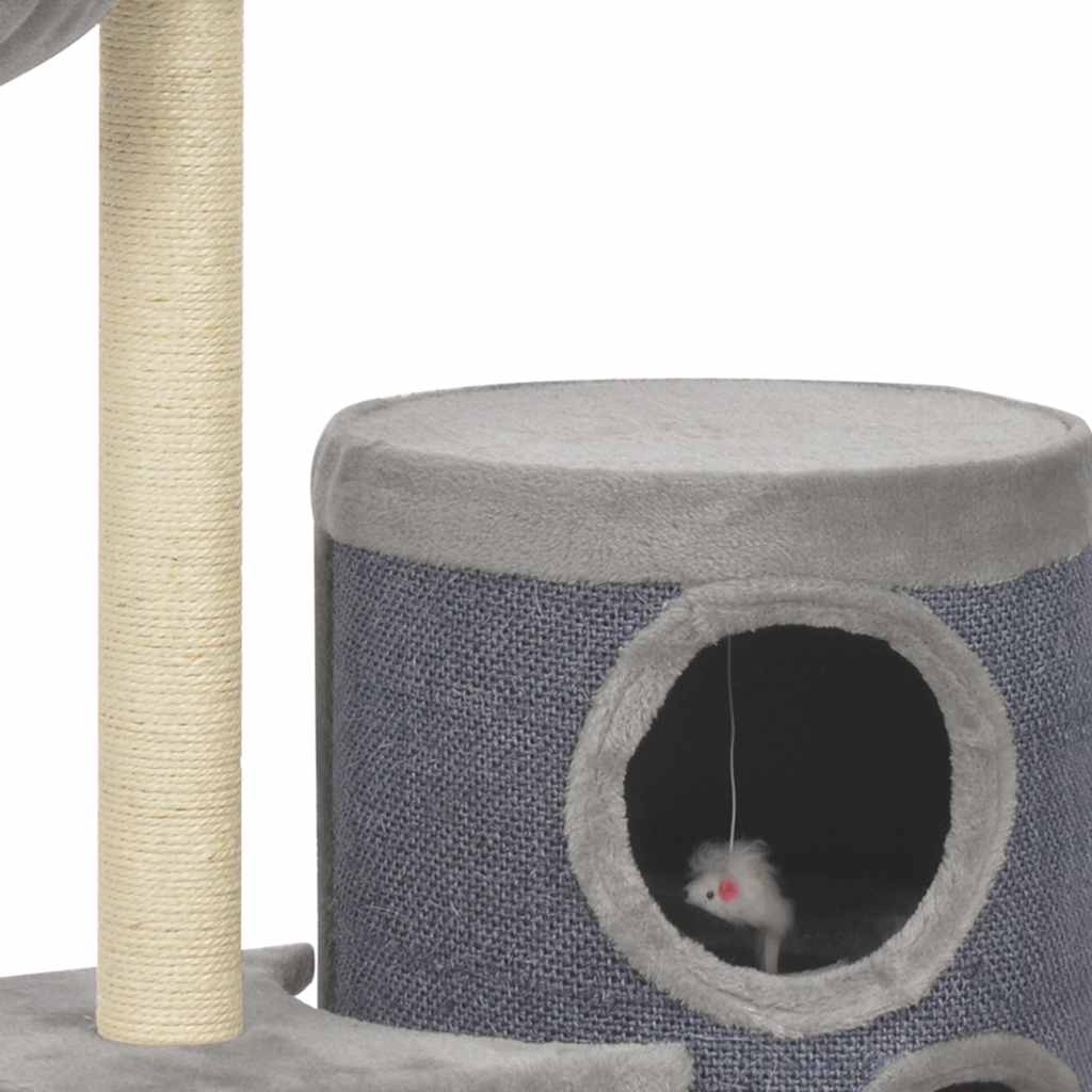 Albero per Gatti con Pali Tiragraffi in Sisal Grigio 148 cm
