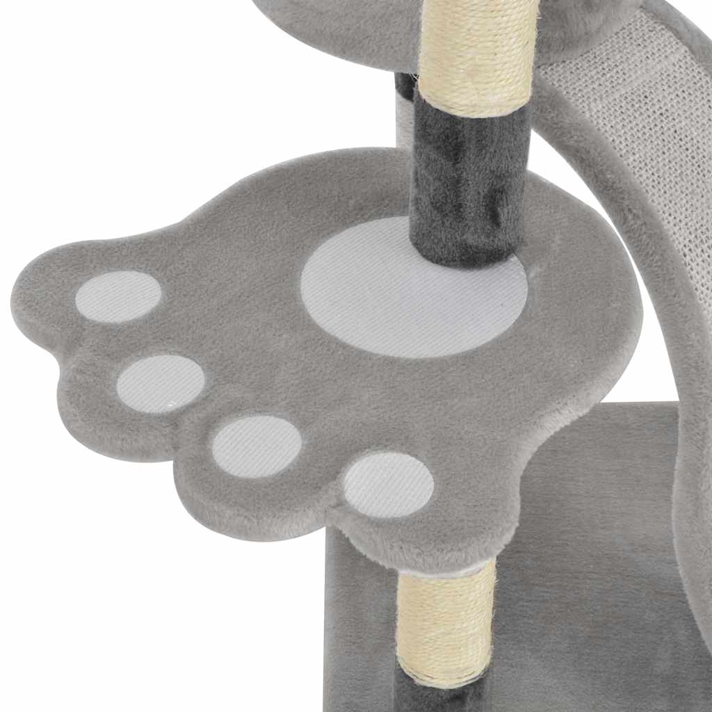 Albero per Gatti con Pali Tiragraffi in Sisal Grigio 145 cm