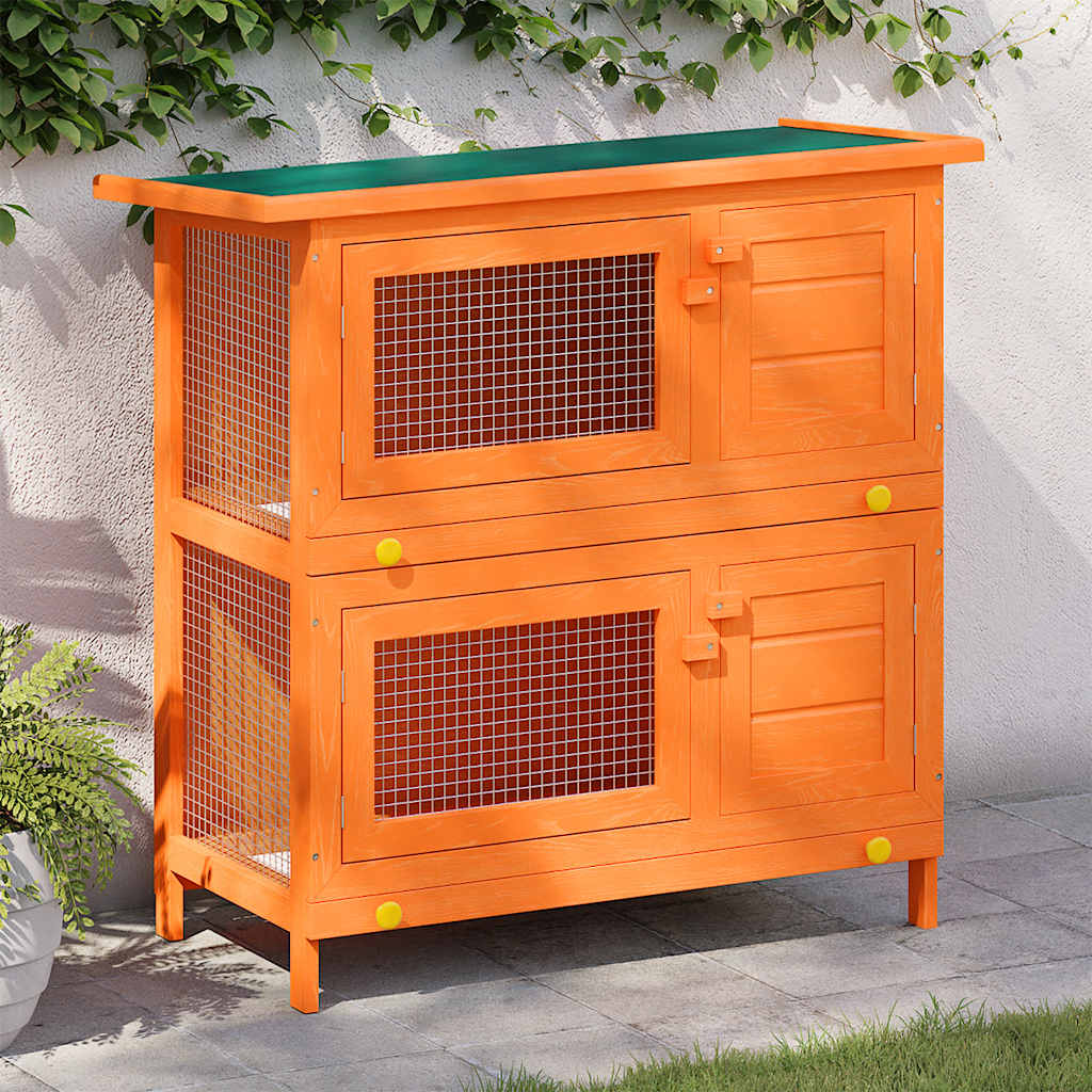 Conigliera da esterno gabbia per piccoli animali domestici con 4 porte in legno