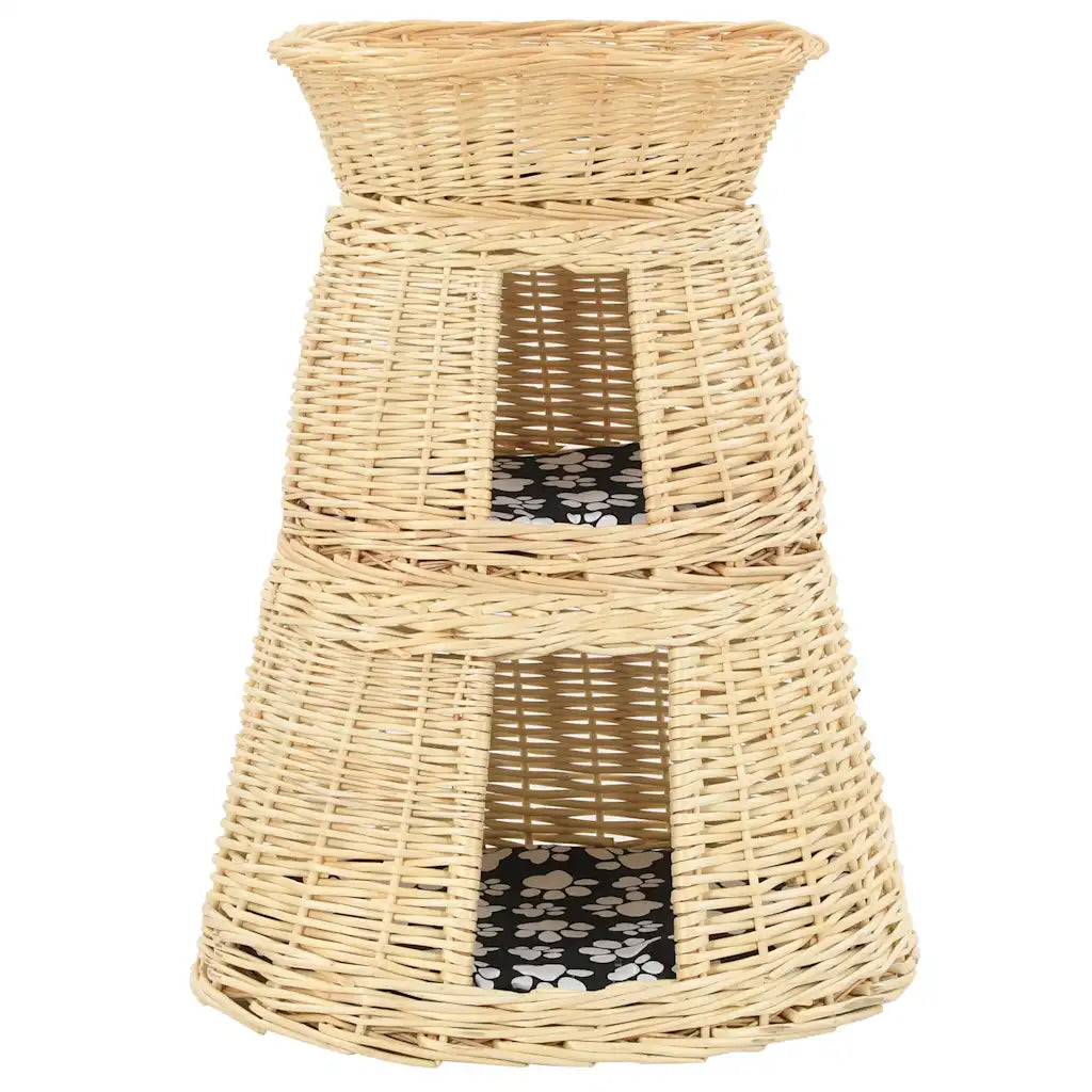 Ceste per gatti con cuscini 3 pz 47x34x60 cm salice naturale