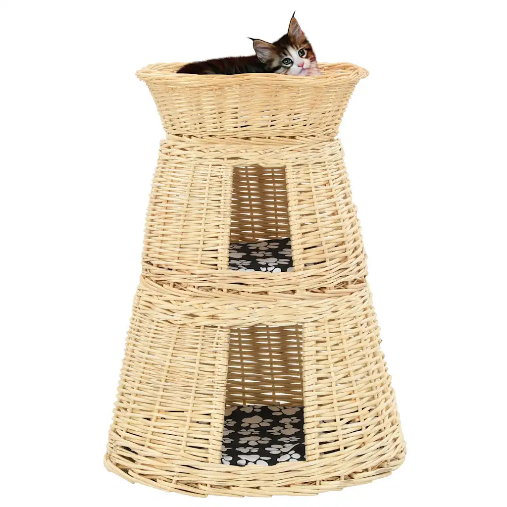 Ceste per gatti con cuscini 3 pz 47x34x60 cm salice naturale