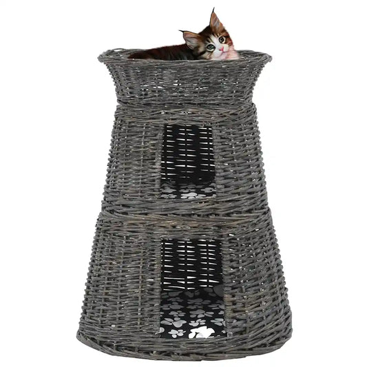 Ceste per gatti con cuscini 3 pz 47x34x60 cm salice naturale