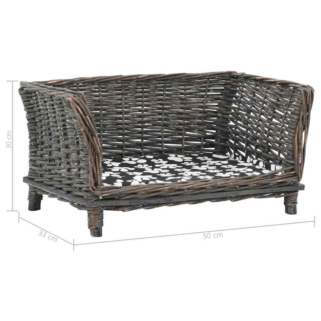 Cesta per Cani con Cuscino Grigio 50x33x30 cm Salice Naturale