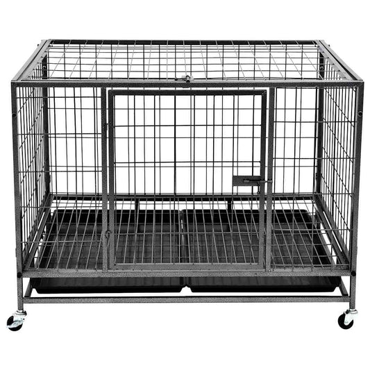 Gabbia per Cani Robusta con Ruote in Acciaio 98x72x77 cm