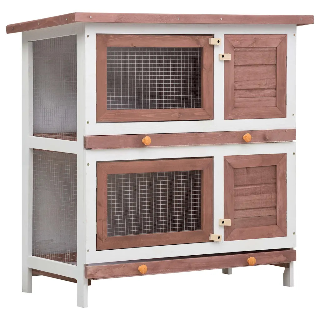 Conigliera per esterni a 2 livelli 90x45x90 cm in legno