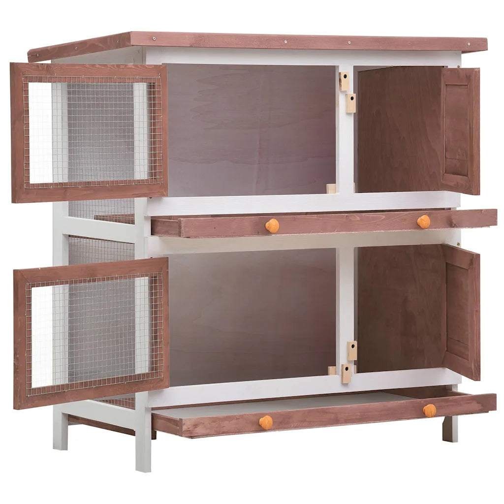Conigliera per esterni a 2 livelli 90x45x90 cm in legno