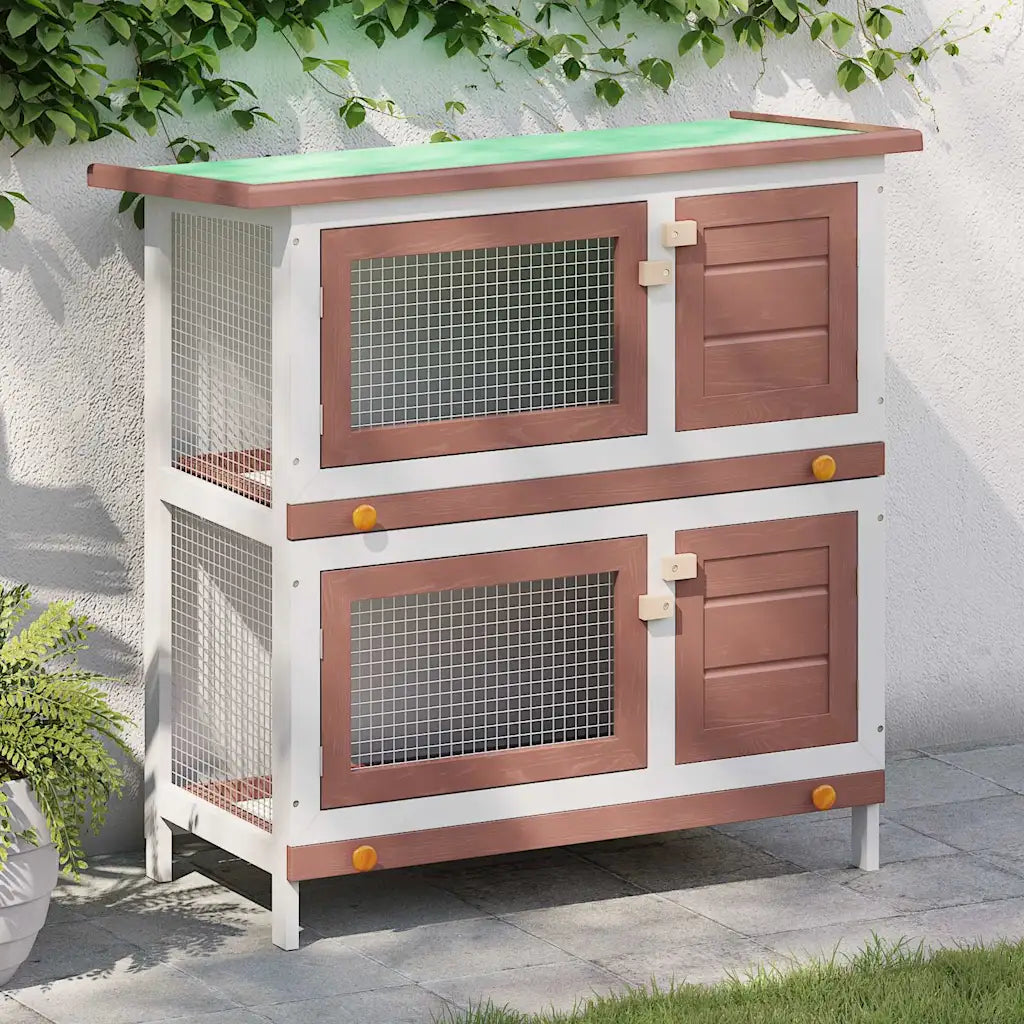 Conigliera per esterni a 2 livelli 90x45x90 cm in legno