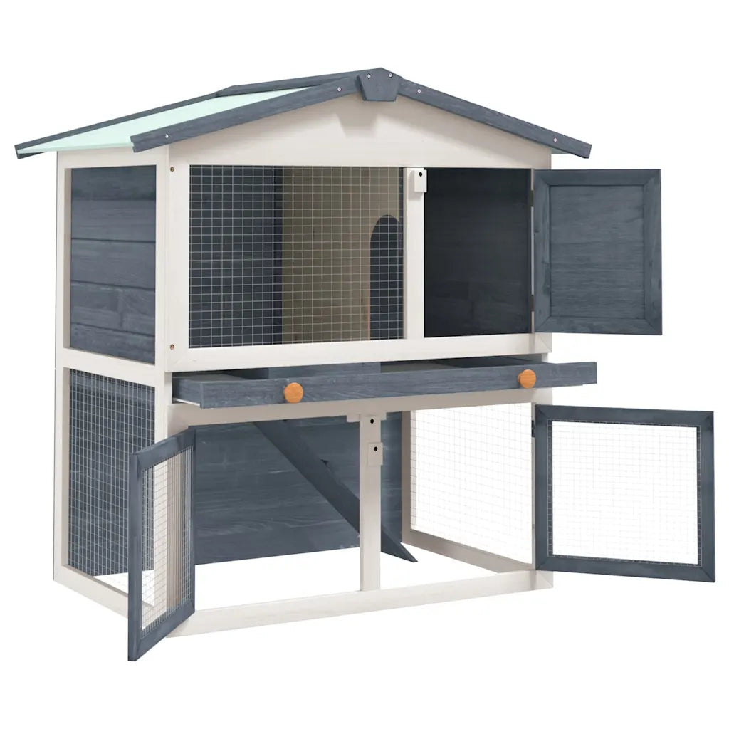 Conigliera per esterni con 2 livelli 94x60x98 cm