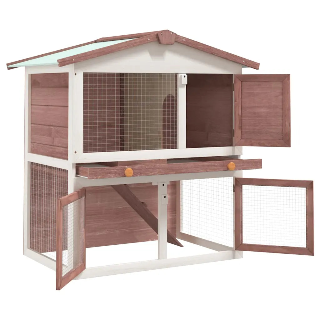 Conigliera per esterni con 2 livelli 94x60x98 cm