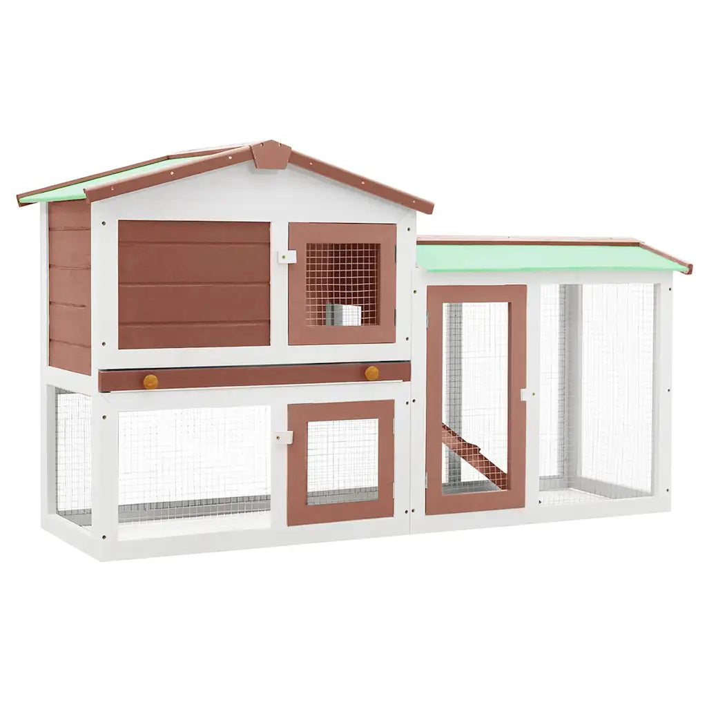 Conigliera per esterni a 2 livelli 145x45x84 cm in legno