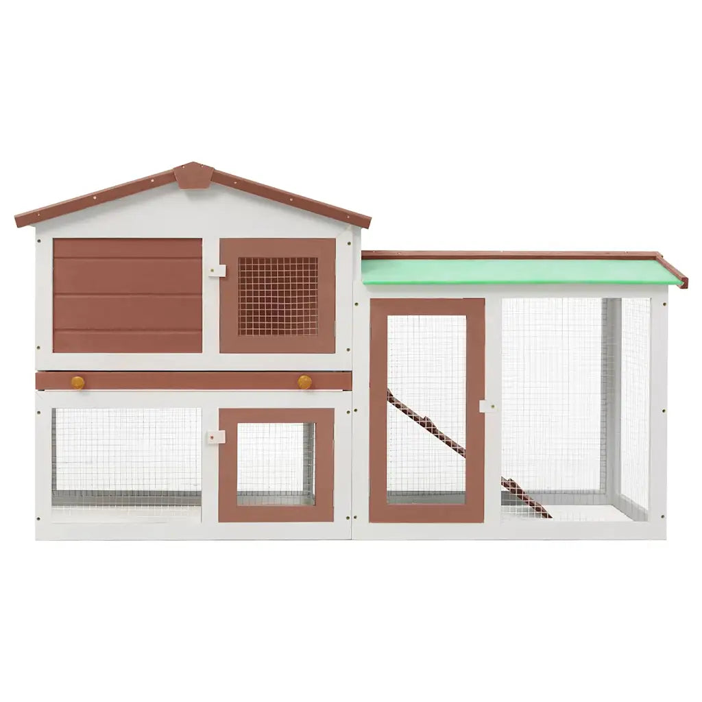 Conigliera per esterni a 2 livelli 145x45x84 cm in legno