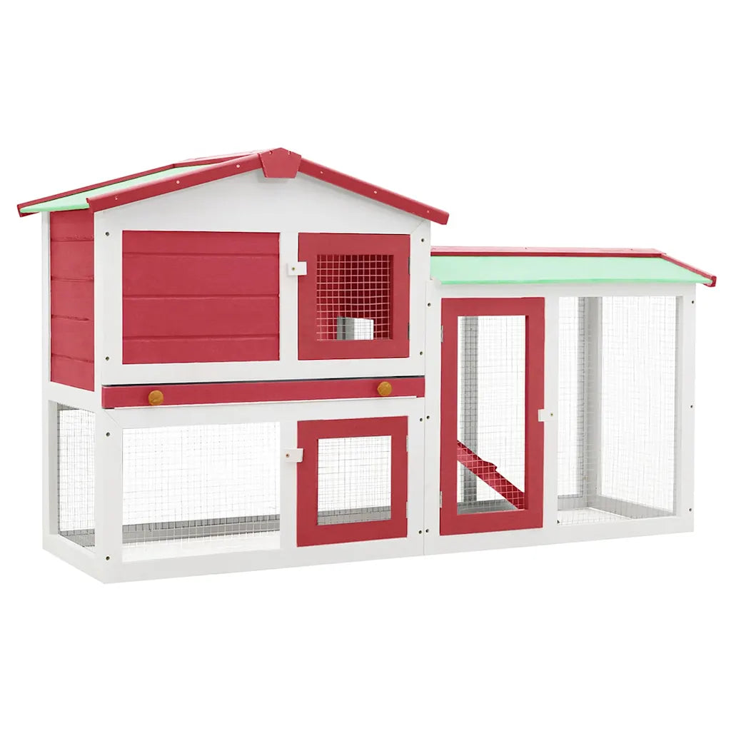 Conigliera per esterni a 2 livelli 145x45x84 cm in legno