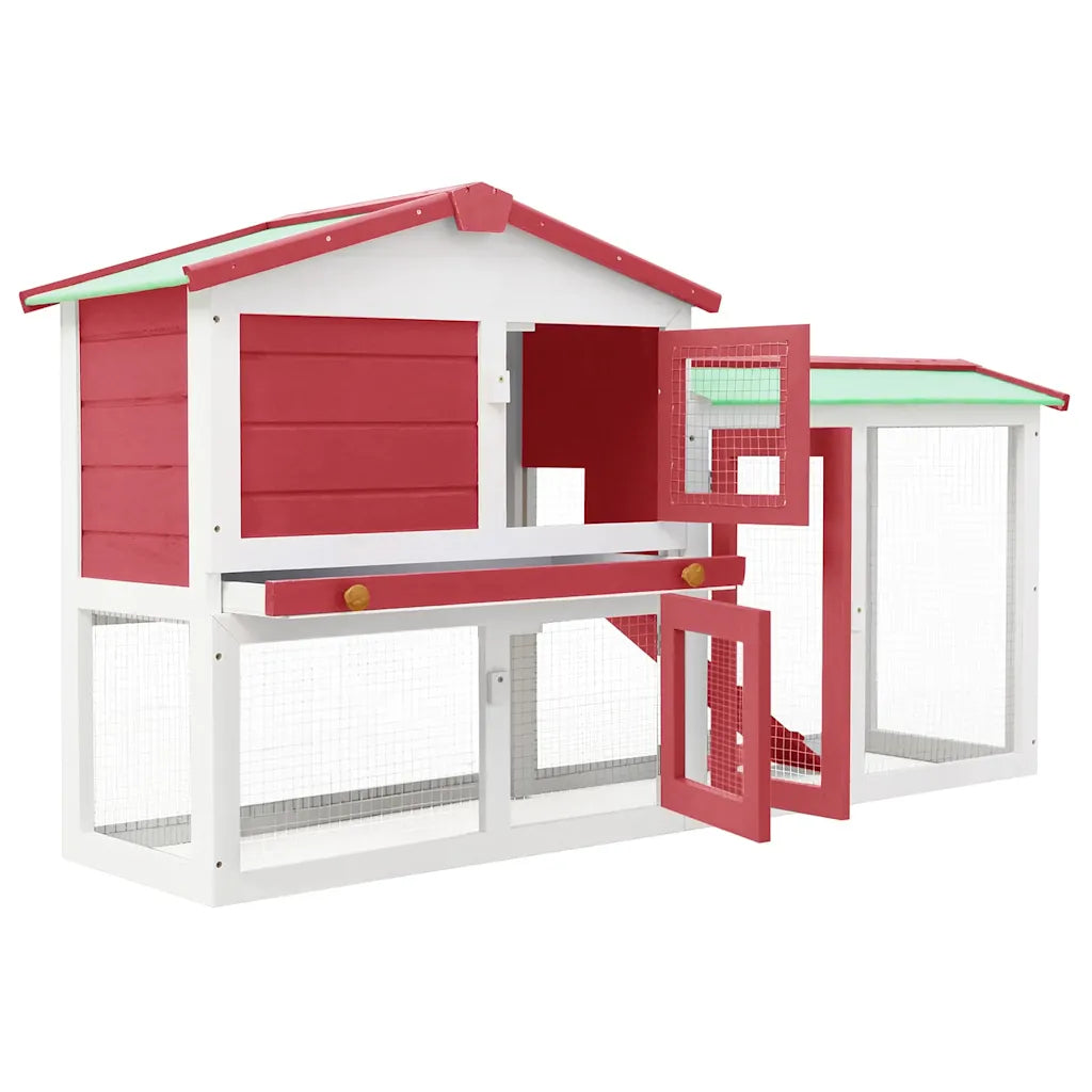 Conigliera per esterni a 2 livelli 145x45x84 cm in legno