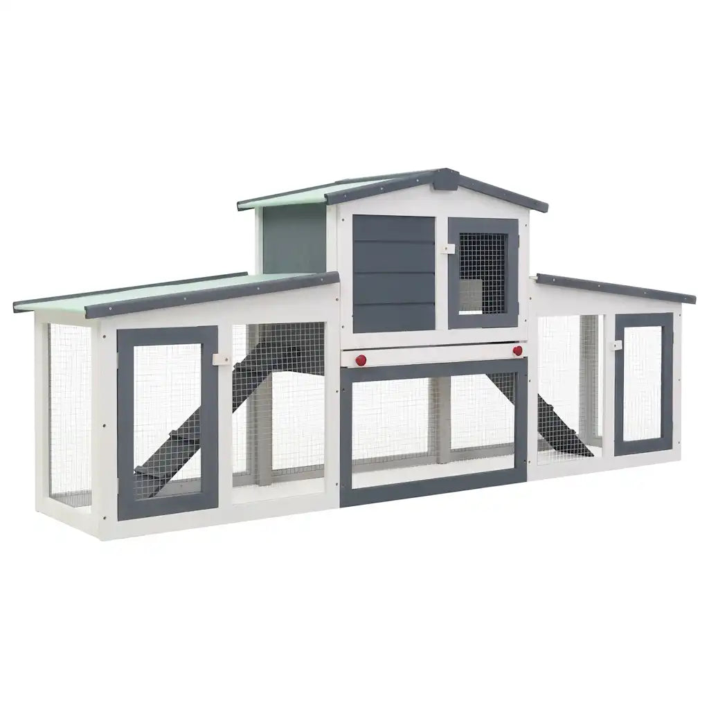 Conigliera per esterni a 2 livelli 201x45x85 cm in legno