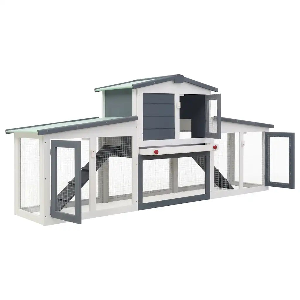 Conigliera per esterni a 2 livelli 201x45x85 cm in legno