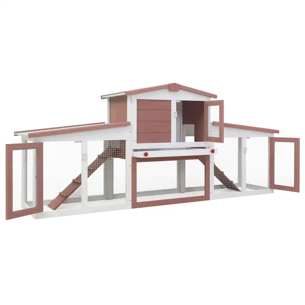 Conigliera per esterni a 2 livelli 201x45x85 cm in legno