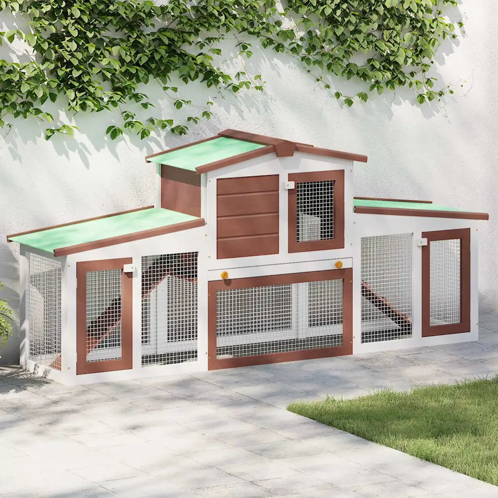 Conigliera per esterni a 2 livelli 201x45x85 cm in legno