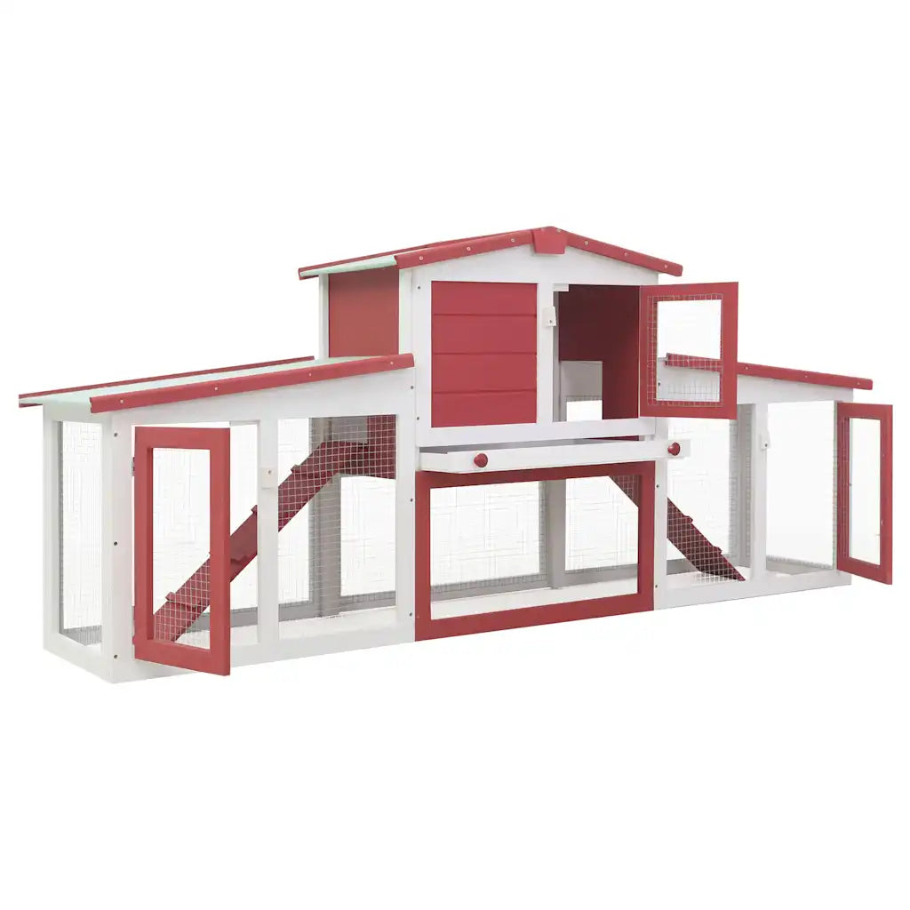 Conigliera per esterni a 2 livelli 201x45x85 cm in legno