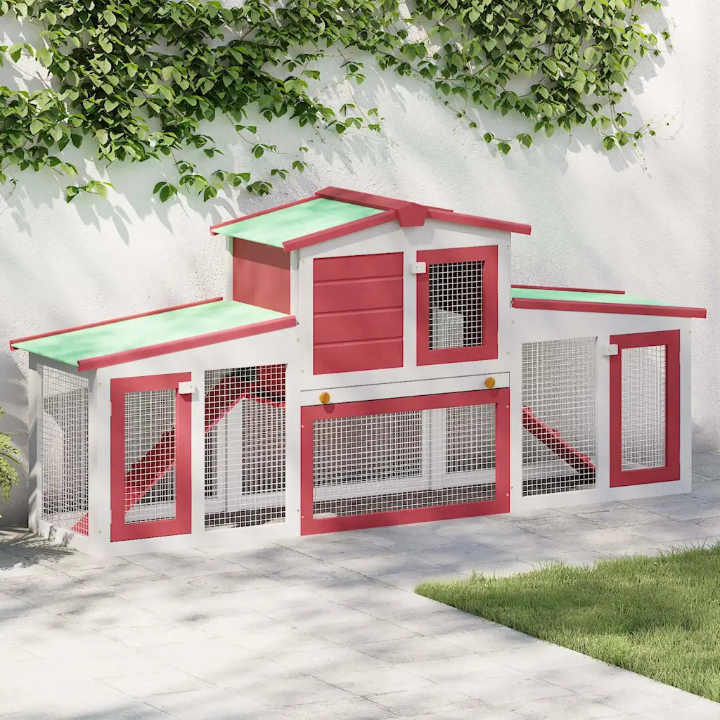 Conigliera per esterni a 2 livelli 201x45x85 cm in legno