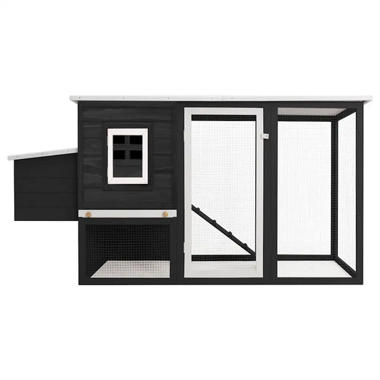 Pollaio in legno 202x75x98 cm con casetta di cova e rampa