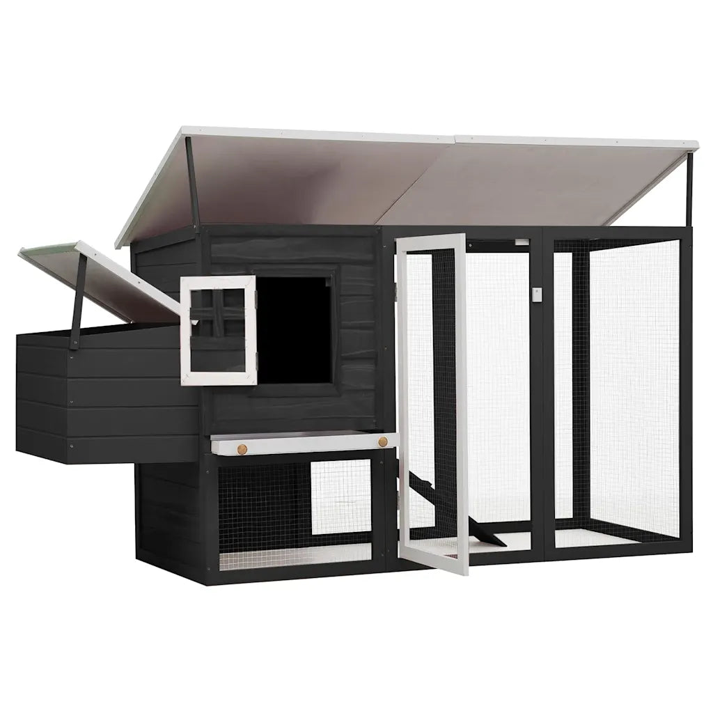 Pollaio in legno 202x75x98 cm con casetta di cova e rampa