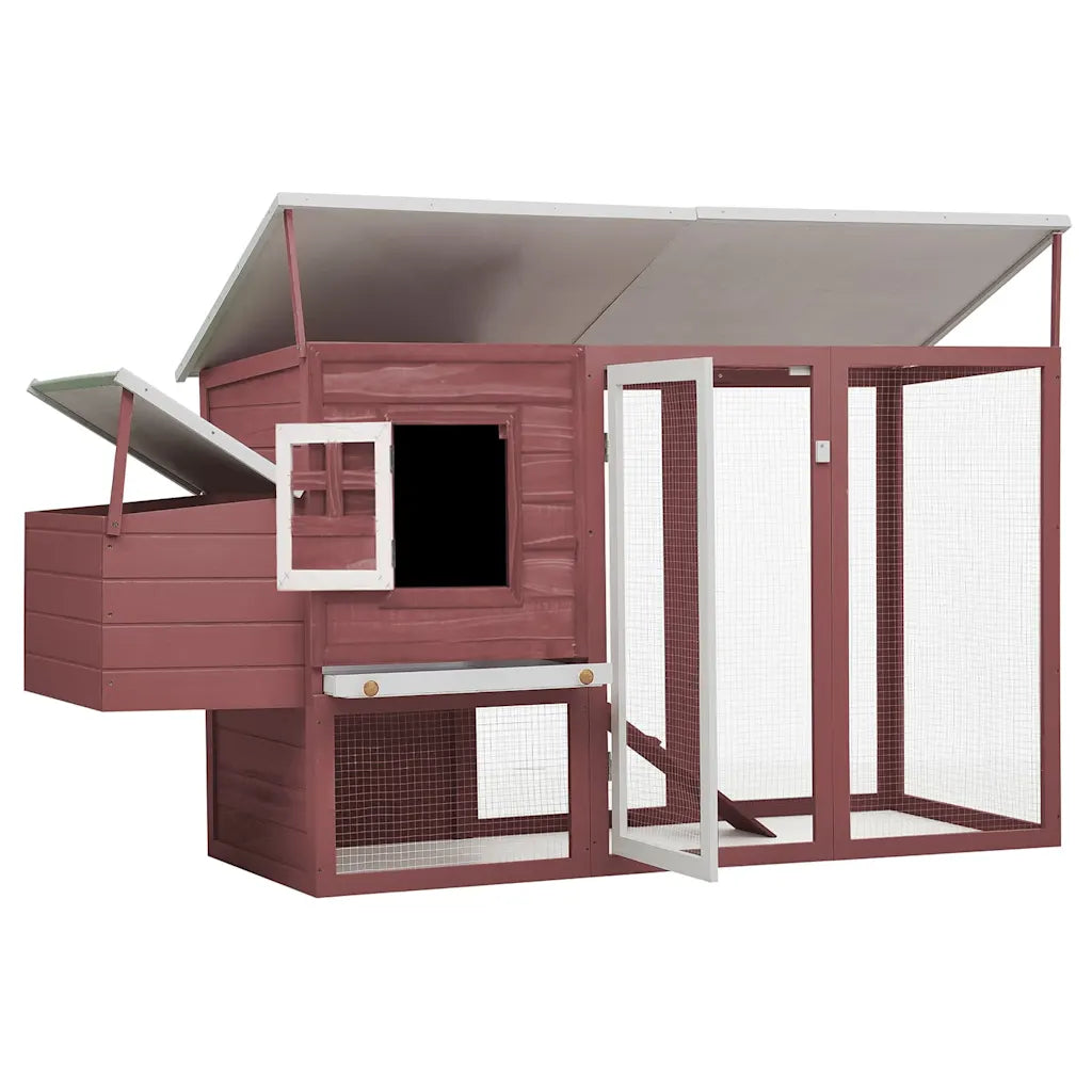 Pollaio in legno 202x75x98 cm con casetta di cova e rampa