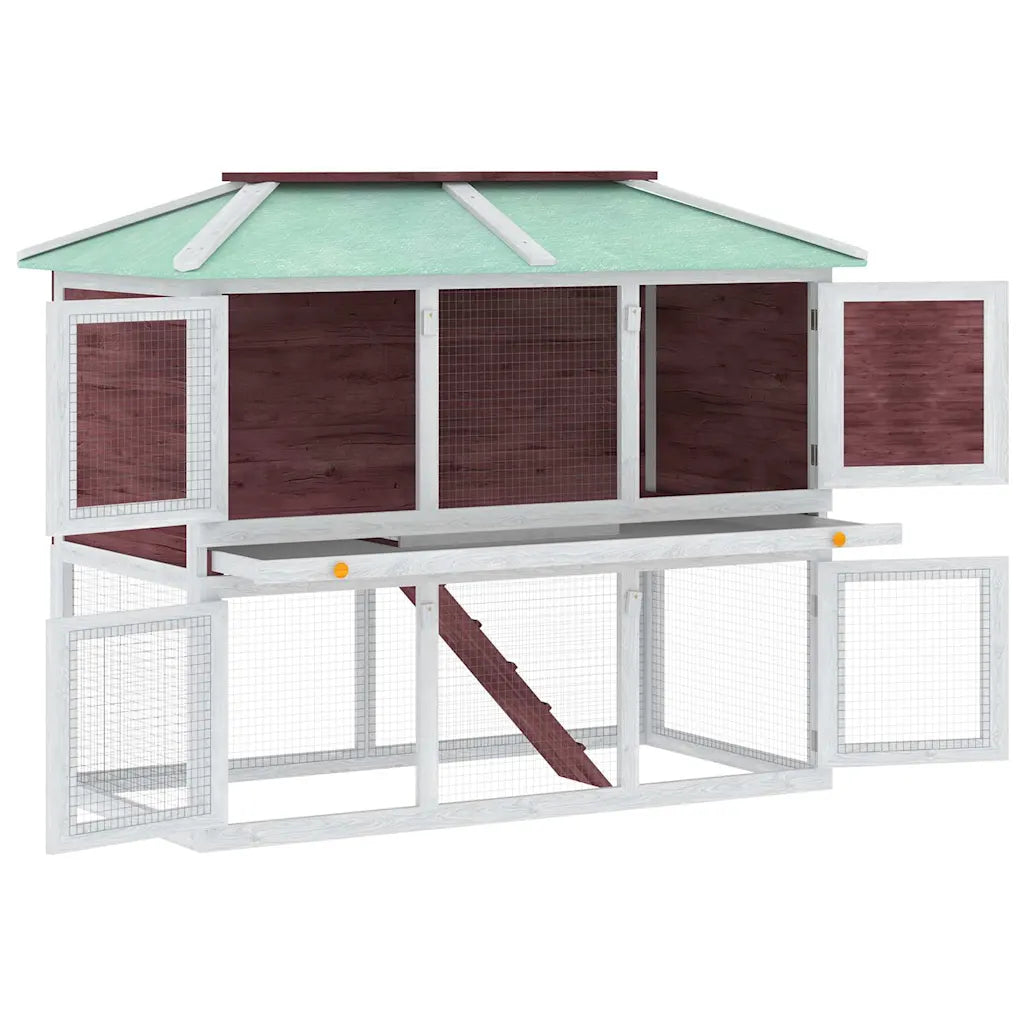Conigliera in legno a due piani 105x68x105 cm