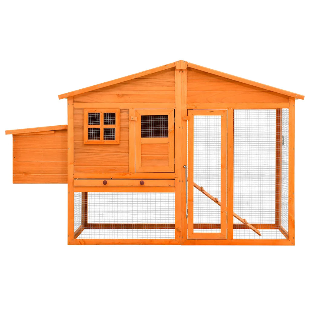 Pollaio in legno abete 191x67x117 cm con casetta e nidificazione