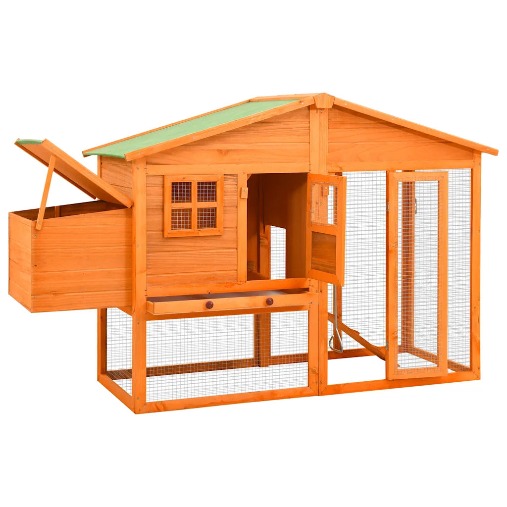 Pollaio in legno abete 191x67x117 cm con casetta e nidificazione
