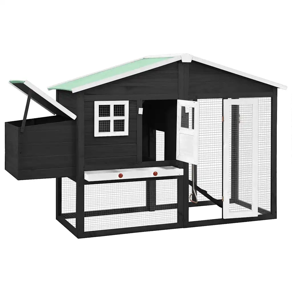 Pollaio in legno abete 191x67x117 cm con casetta e nidificazione
