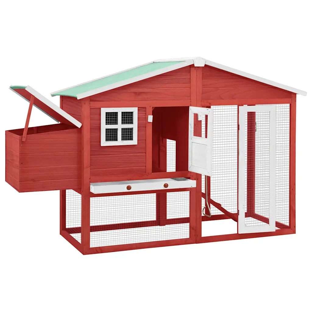 Pollaio in legno abete 191x67x117 cm con casetta e nidificazione