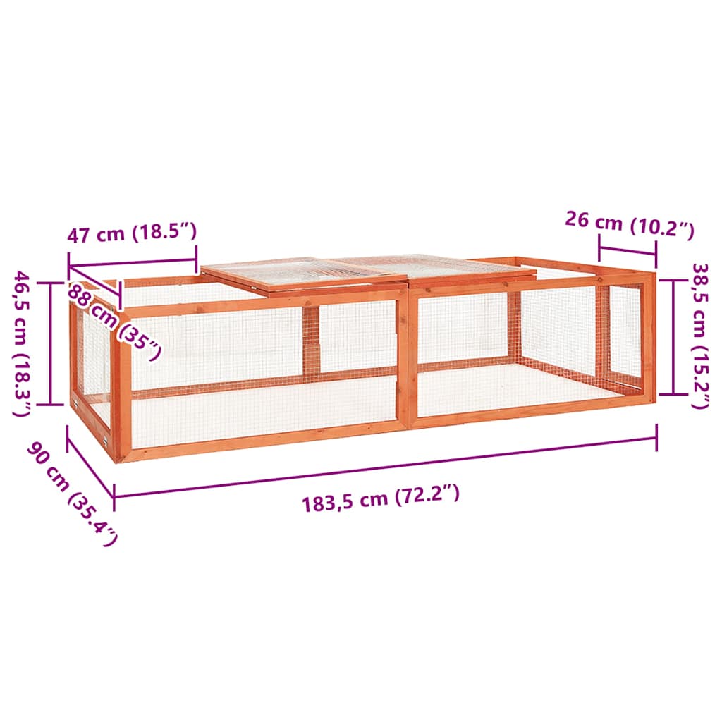 Conigliera 183x90x46,5 cm in Legno Massello di Abete