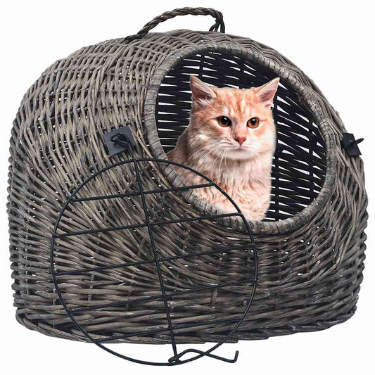Trasportino per Gatti Grigio 50x42x40 cm in Salice Naturale