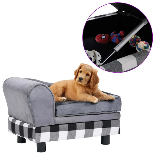 Divano per cani 57x34x36 cm in peluche con vano portaoggetti