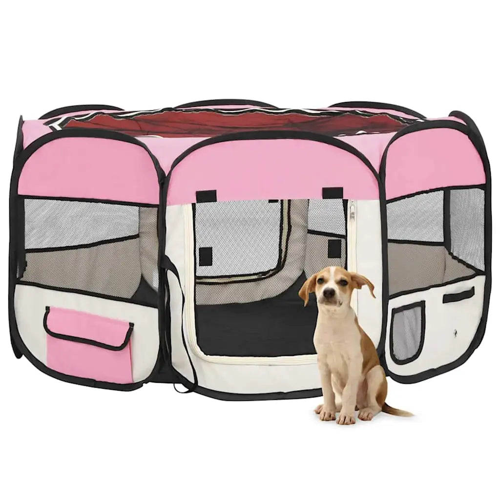 Box per cani pieghevole con borsa trasporto 125x125x61 cm