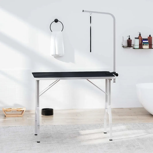 Tavolo toelettatura per cani regolabile 110x60x76 cm con anello