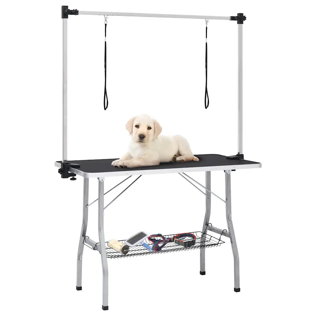 Tavolo toelettatura per cani regolabile 110x60x76 cm con anello