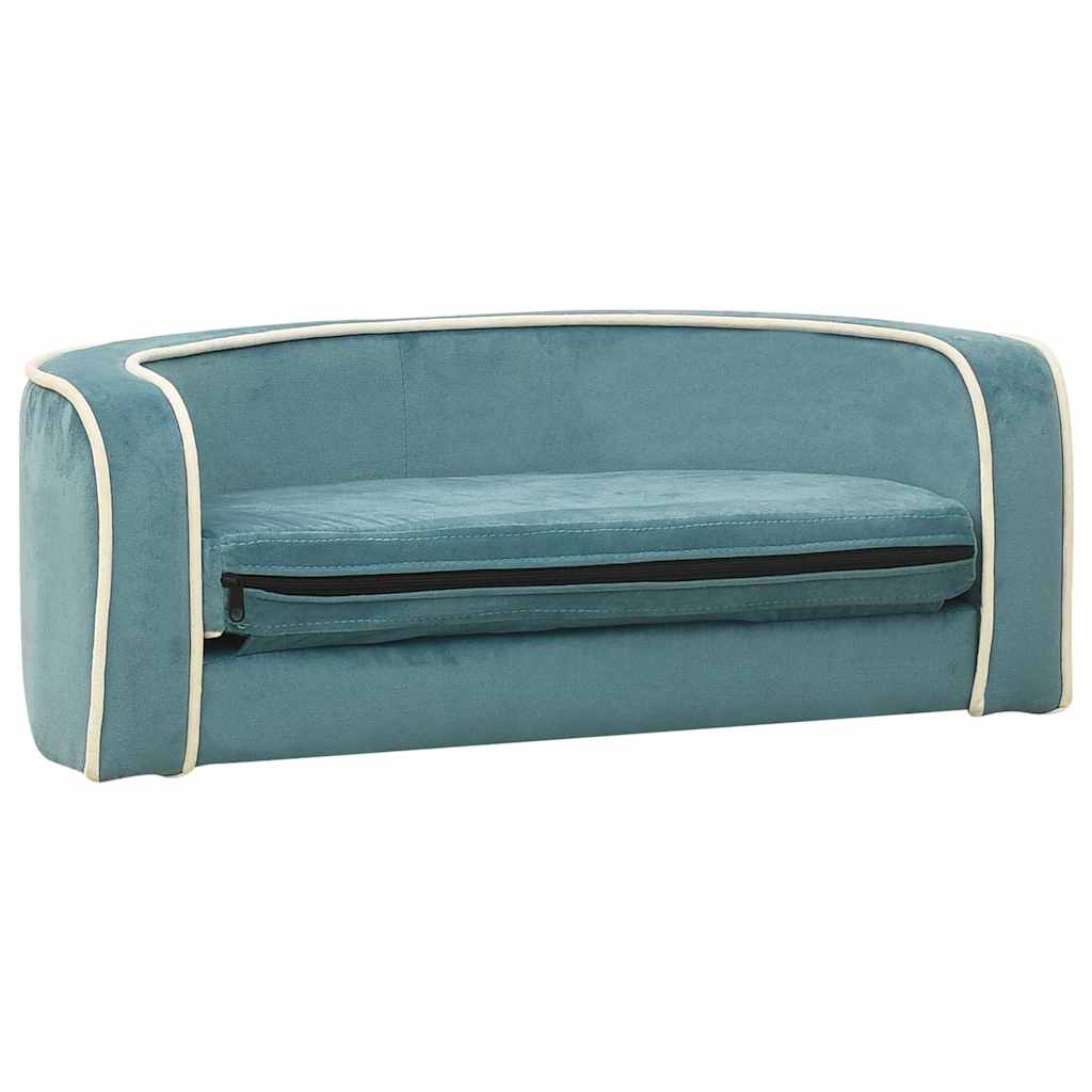 Divano Cani Pieghevole Turchese 73x67x26cm in Peluche e Cuscino