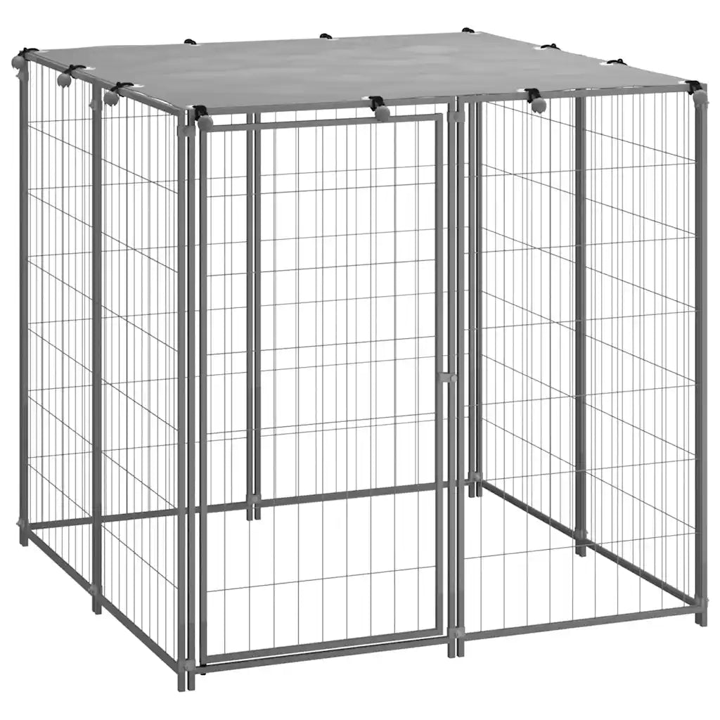 Cuccia per cani 110x110x110 cm in acciaio con tetto in polietilene