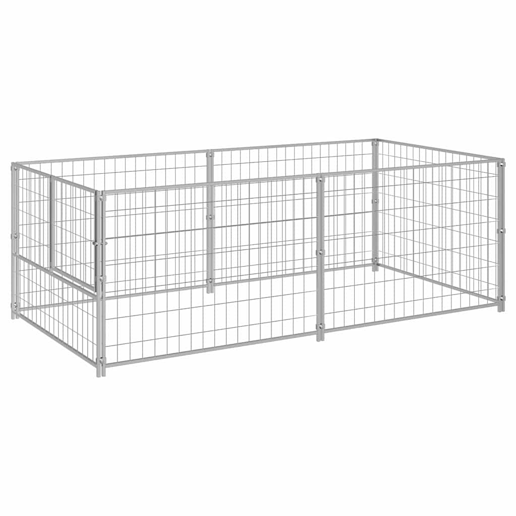 Gabbia per Cani Argento 200x100x70 cm in Acciaio