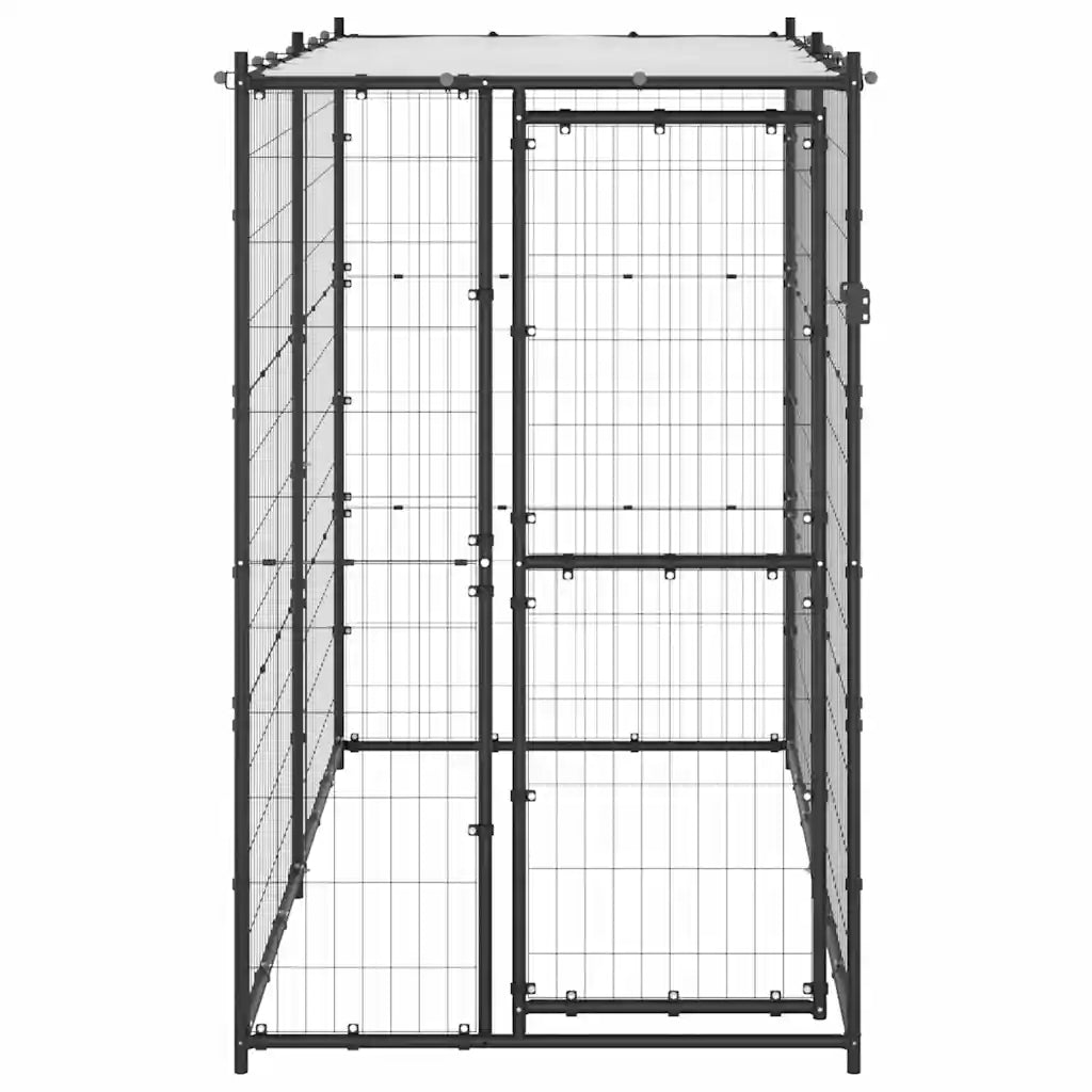 Gabbia per cani da esterno in acciaio con tetto 110x220x180 cm