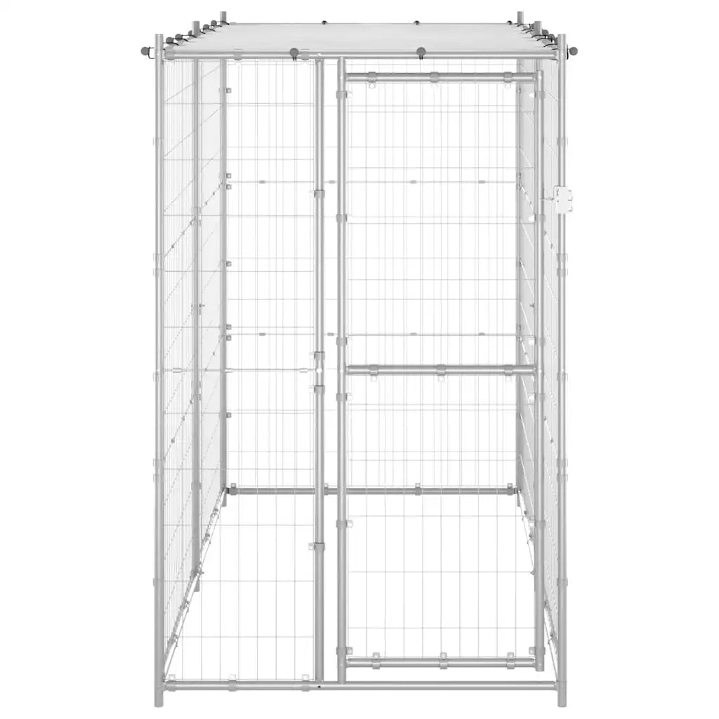 Gabbia per cani da esterno in acciaio con tetto 110x220x180 cm