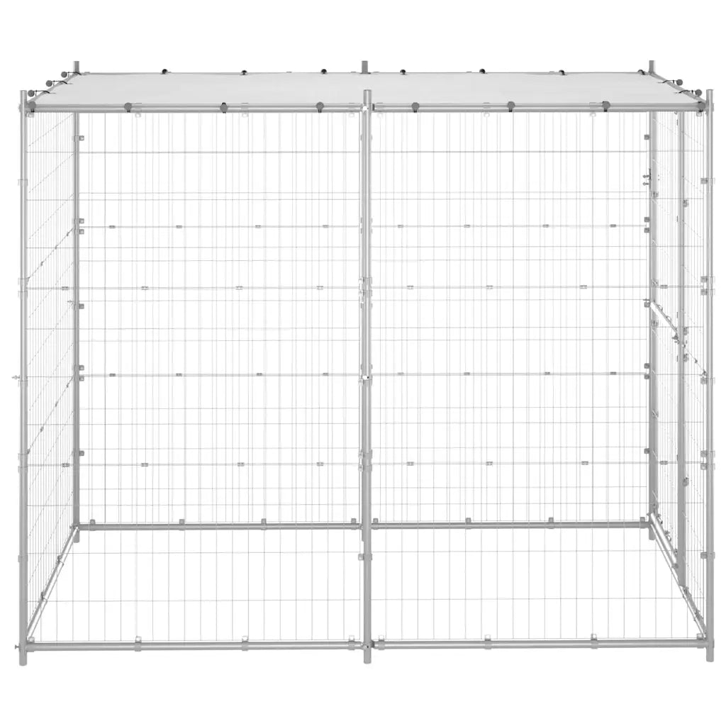 Gabbia per cani da esterno in acciaio con tetto 110x220x180 cm
