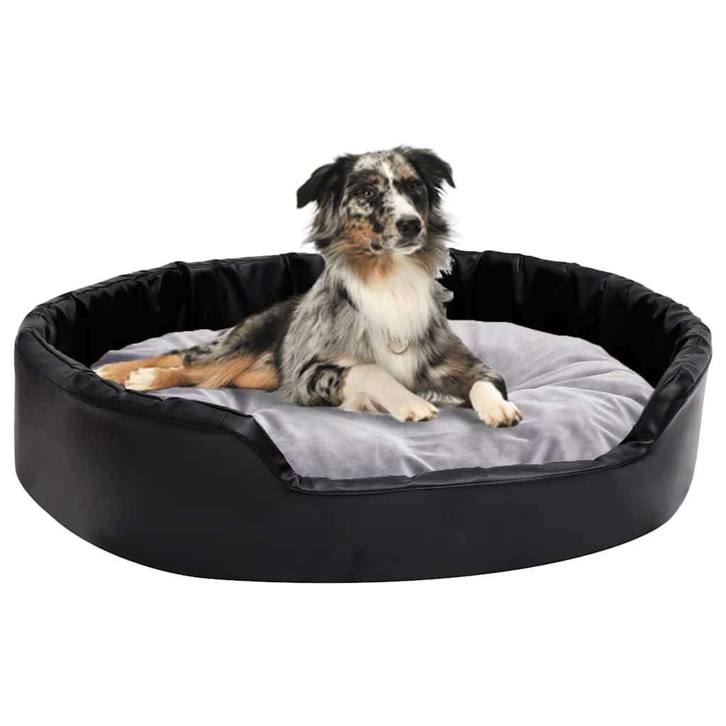 Lettino per Cani Nero e Grigio 90x79x20 cm Peluche e Similpelle